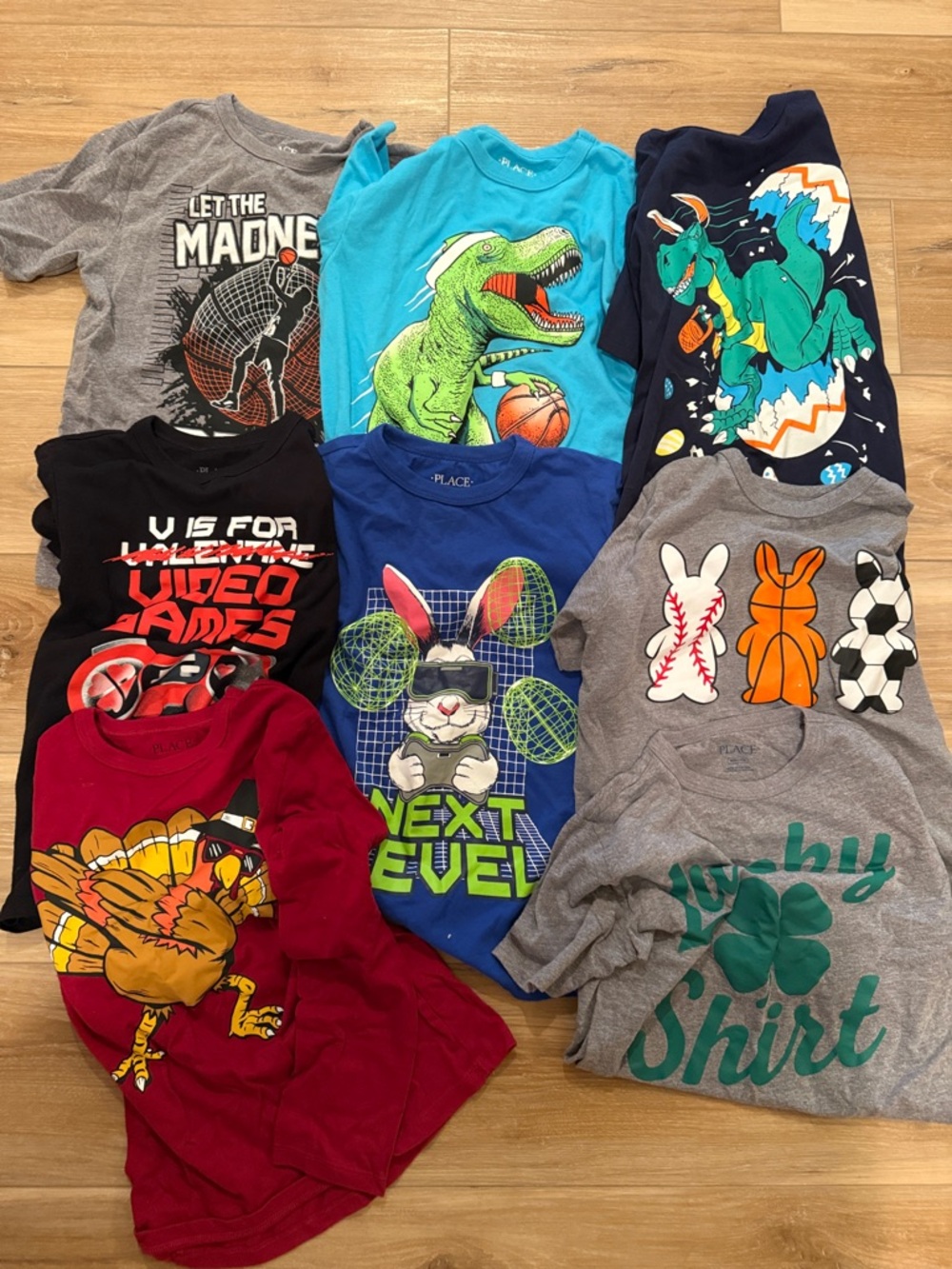 The Children's Place Boys' Holiday Multi-Graphic Tee Lot - Blue, Gray, Red,